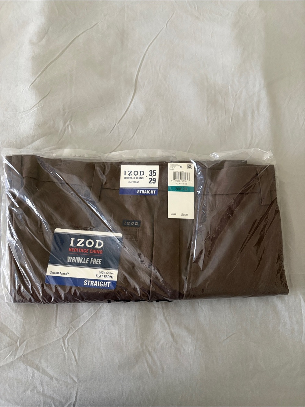 IZOD Men's American Chino Flat Front Straight Fit Pants